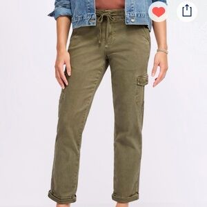 Vigoss Front Tie Cargo Roll Olive Green Straight Leg Pants Size 4